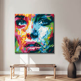 Painting by Numbers Art Lifestyle Woman Half Red Colored and Half Teal Colored Face